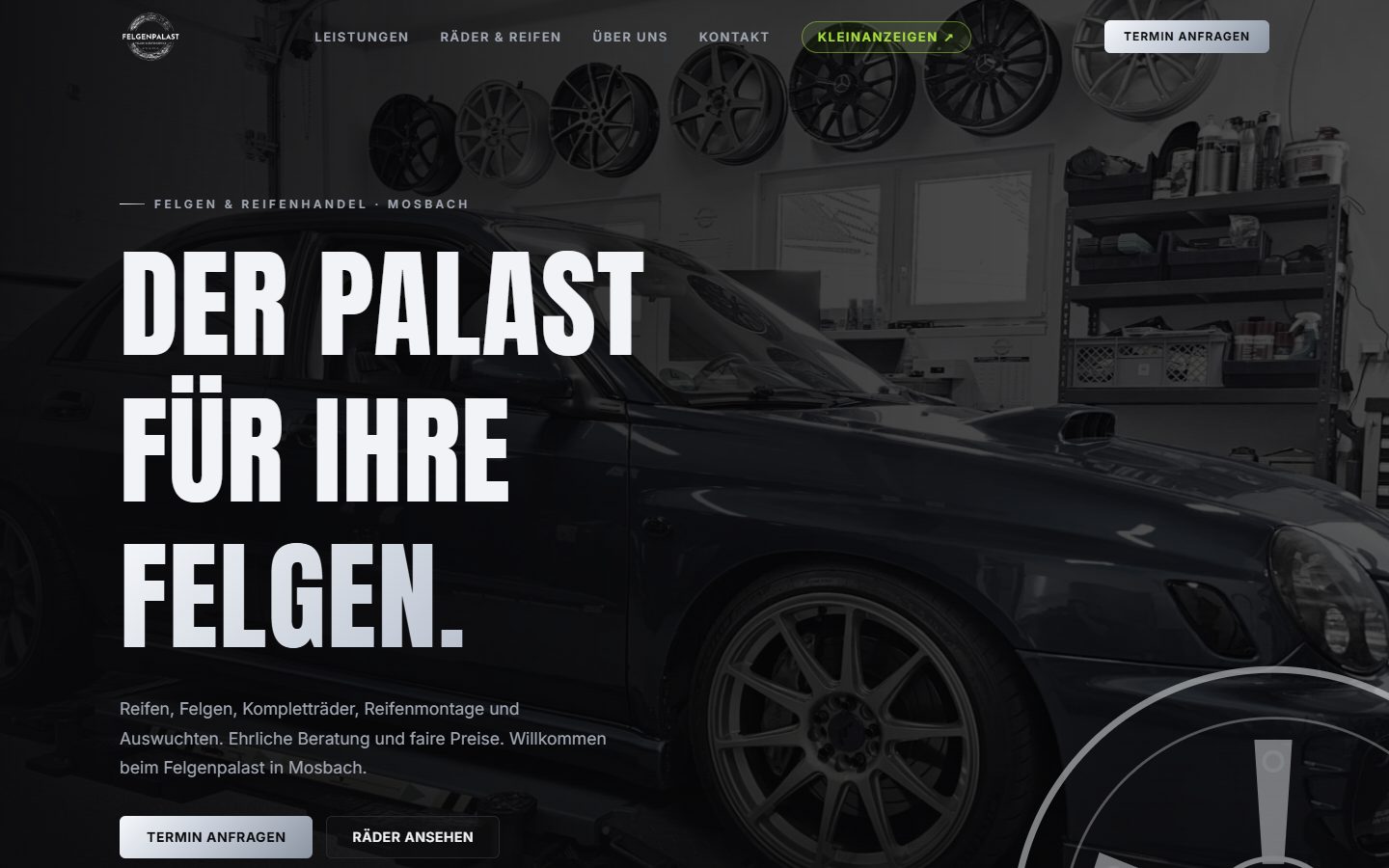 Felgenpalast, Website von Blau Creative Studio (Felgen & Reifen · Mosbach)