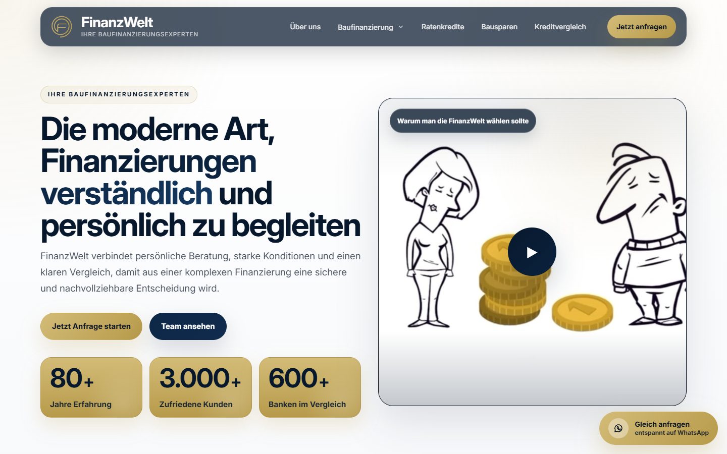 FinanzWelt, Website von Blau Creative Studio (Baufinanzierung · Mosbach)