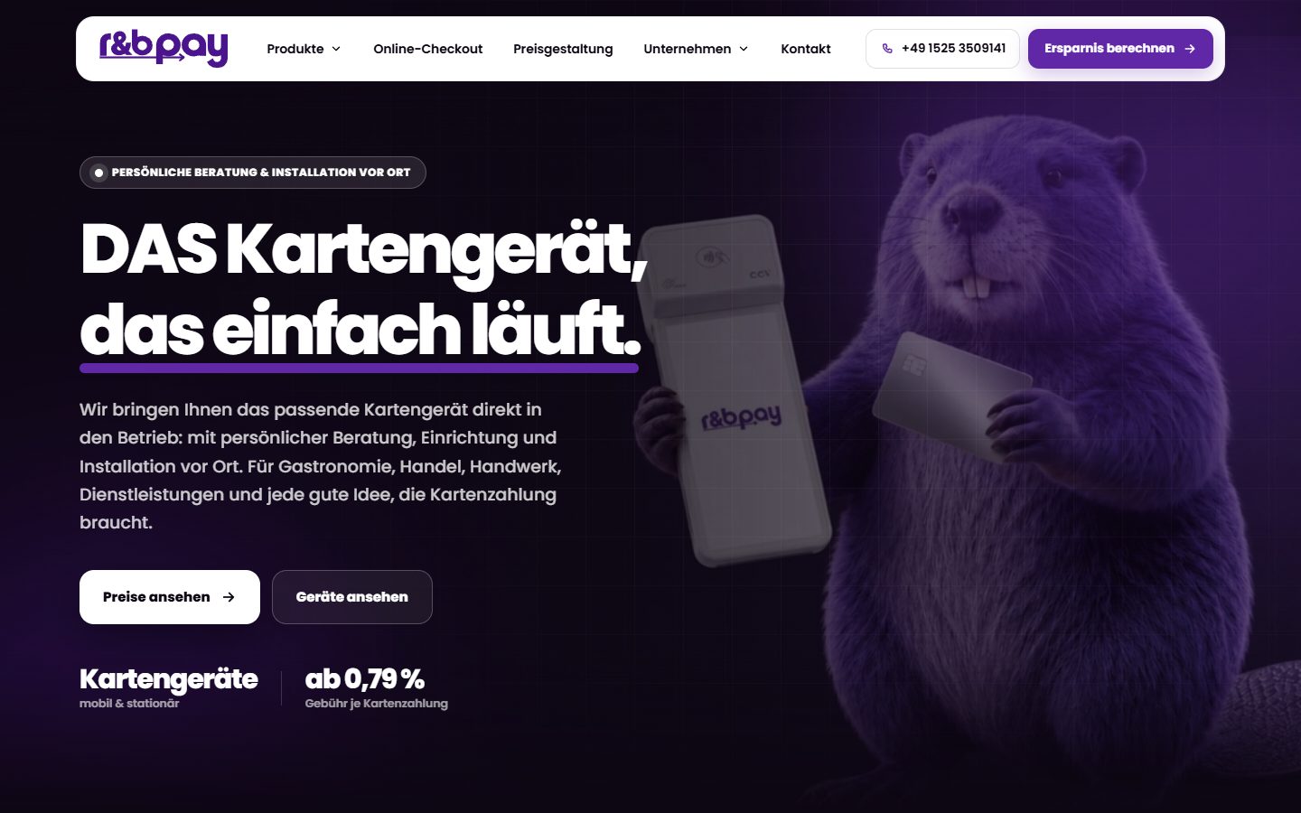 R&B Pay, Website von Blau Creative Studio (Kartenzahlung & Kassensysteme)
