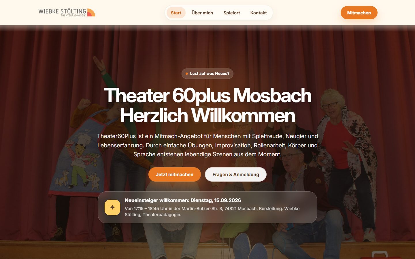 Theater60Plus, Website von Blau Creative Studio (Theatergruppe · Mosbach)