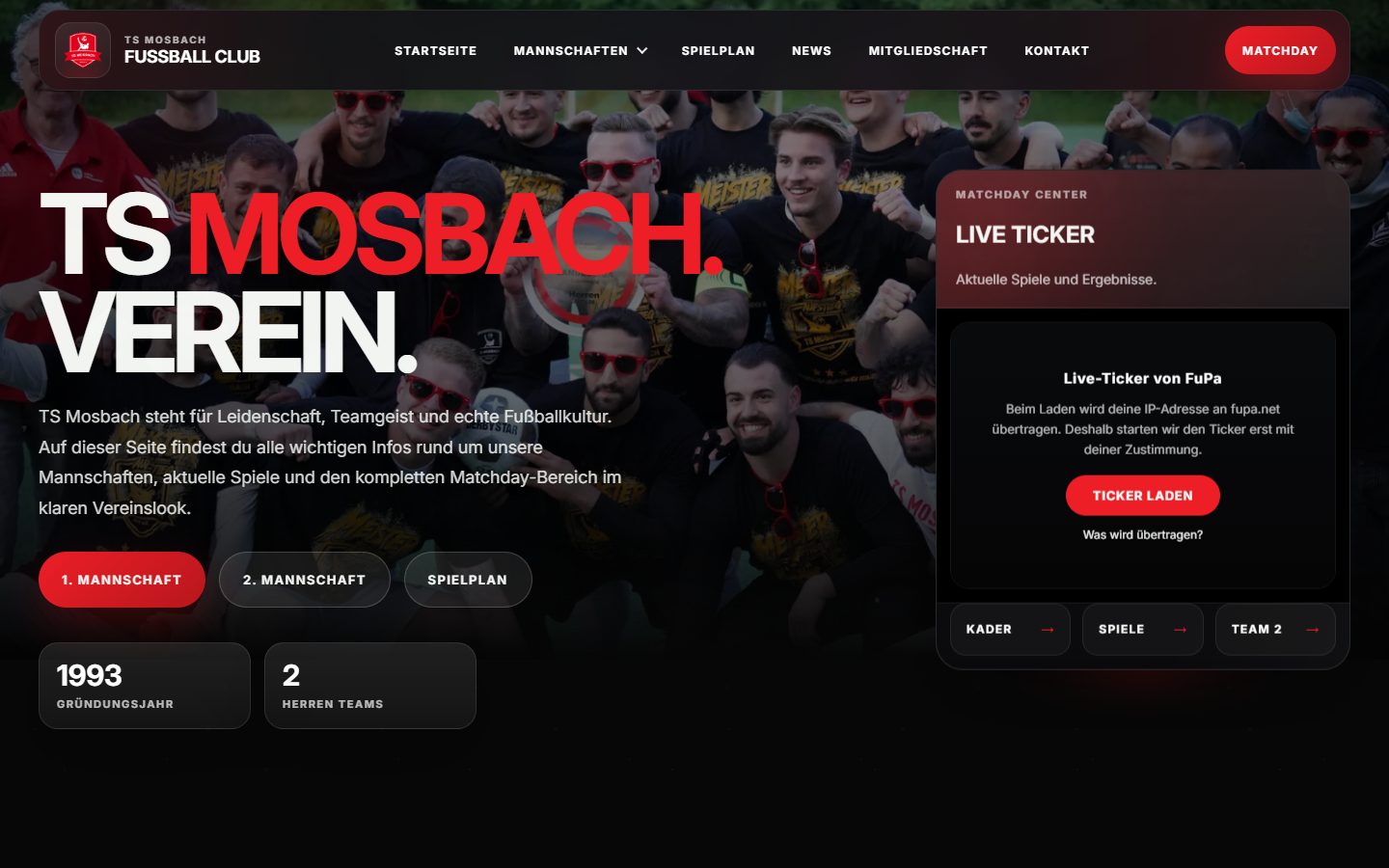 TS Mosbach, Website von Blau Creative Studio (Fußballverein · 67 Seiten)