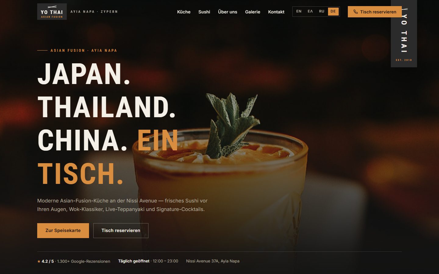 Yo Thai Asian Fusion, Website von Blau Creative Studio (Asian Fusion & Sushi · Zypern)